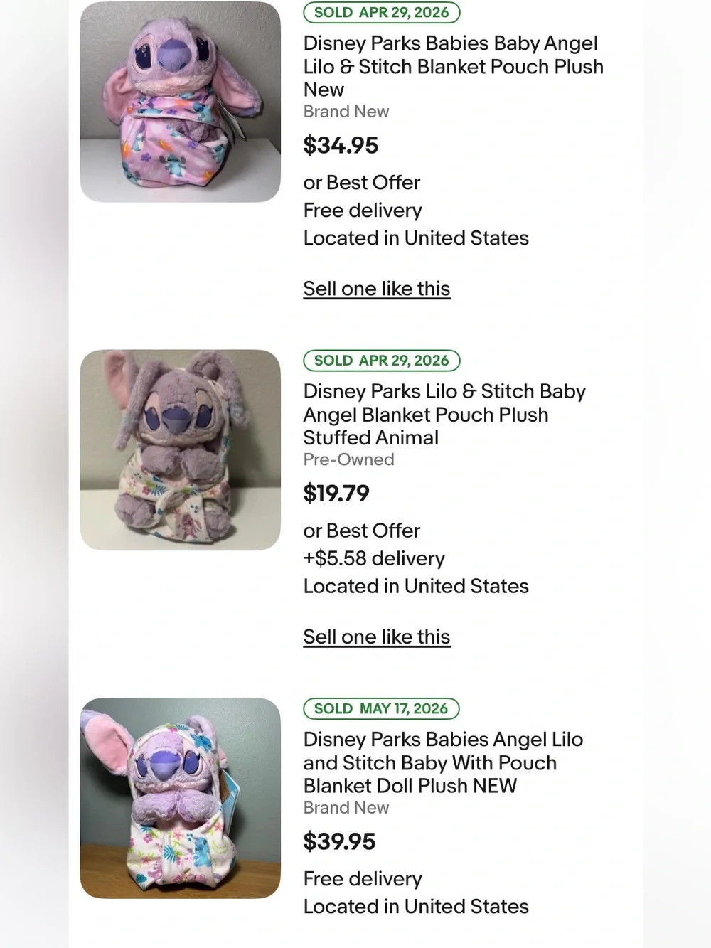 Disney Parks Babies Baby Angel Blanket Pouch Plush 10